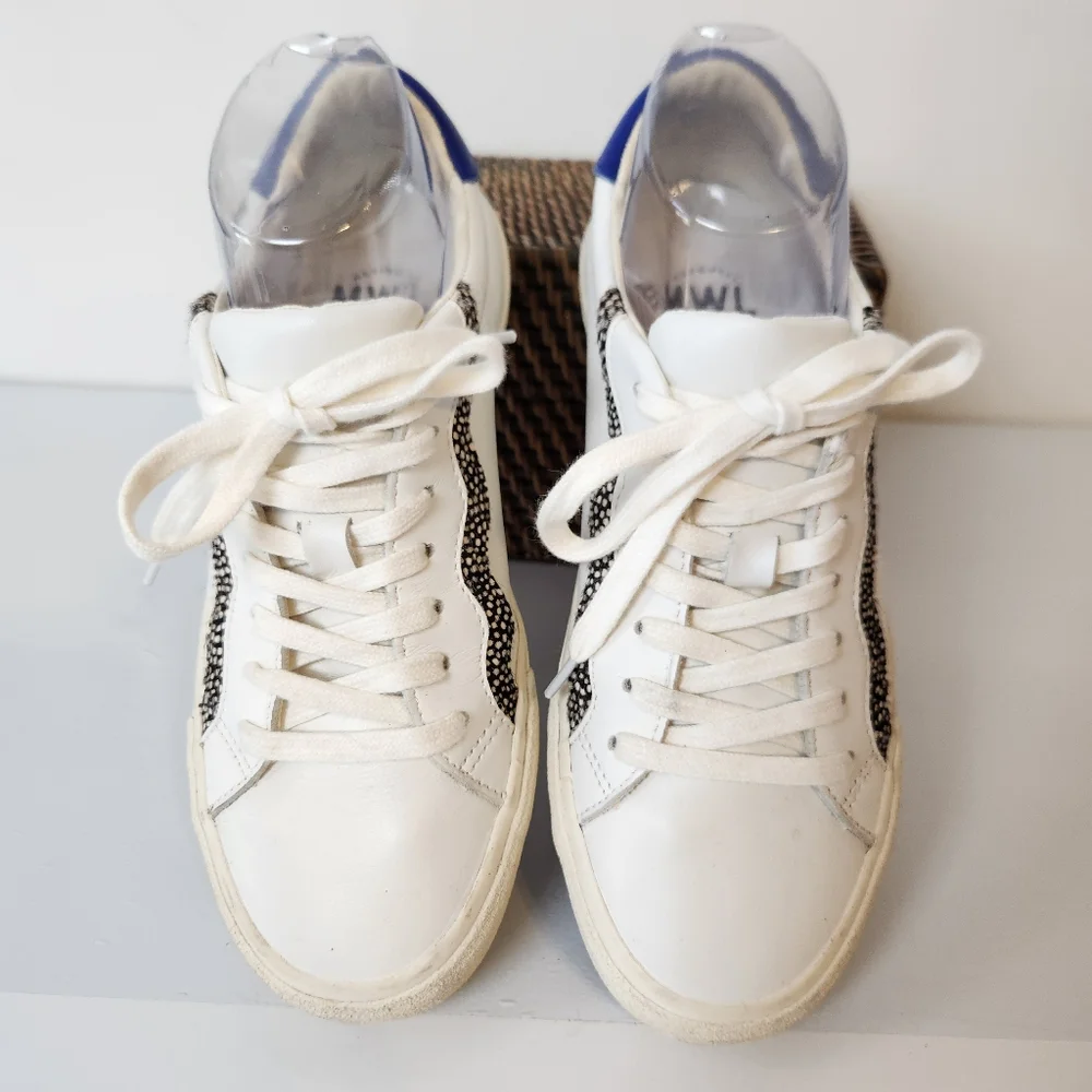 Madewell Sidewalk Low-Top Leather and Calf Hair Wave Edition Sneakers